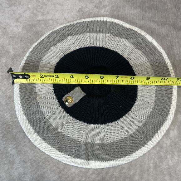 New Y2K Juicy Couture Beret Knit Ribbed Hat Black Gray White Cozy Chic Preppy - Picture 9 of 9